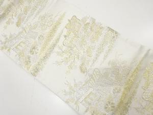 アンティーク　御所車に菊・楓・松模様織り出し袋帯（材料）